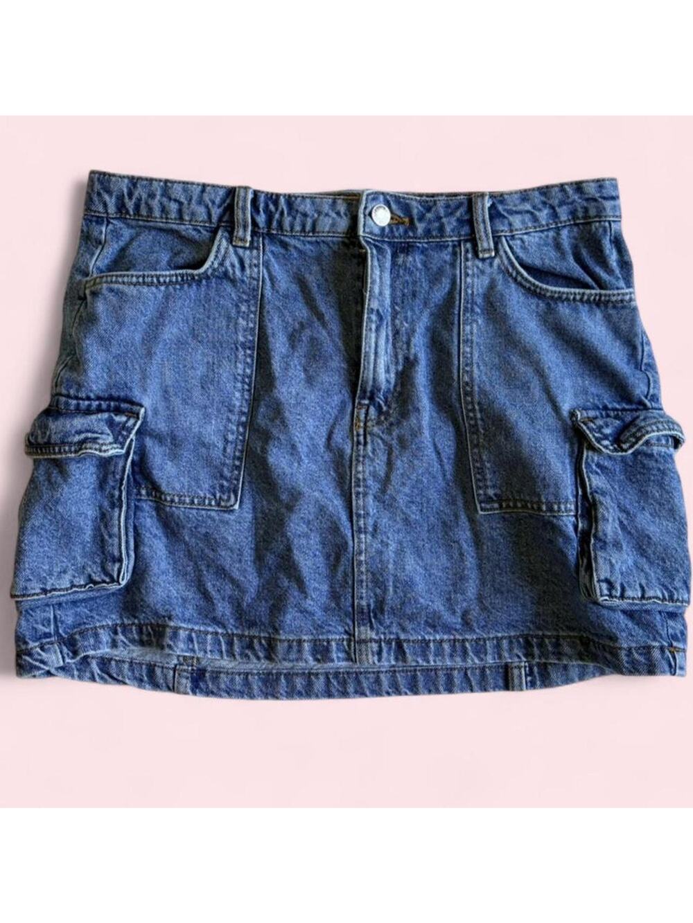 Primark utility light wash denim size 8 mini skirt grunge denim y2k streetwear